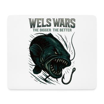 Wels Wars : plus c’est grand, mieux c’est - Tapis de souris (format paysage) - blanc - Devant