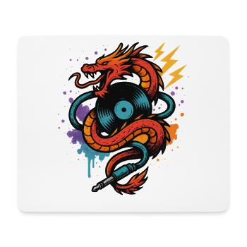 Musik Drache Mit Vinyl Platte Blitz Und Klinke - Mousepad (Querformat) - Weiß - Vorne