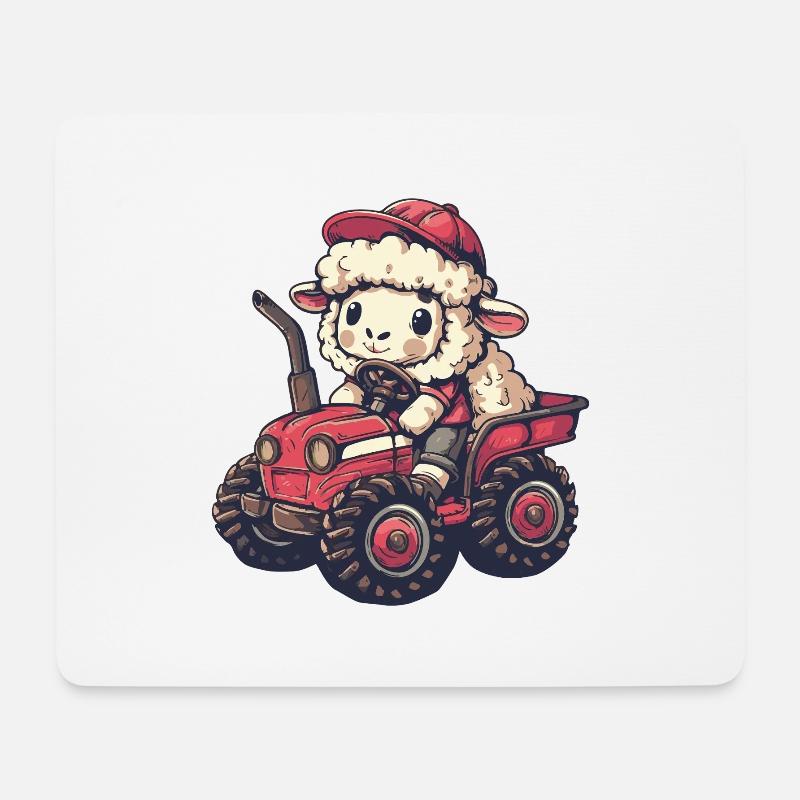 Schaf Traktor Farmer - Mousepad (Querformat) - Weiß