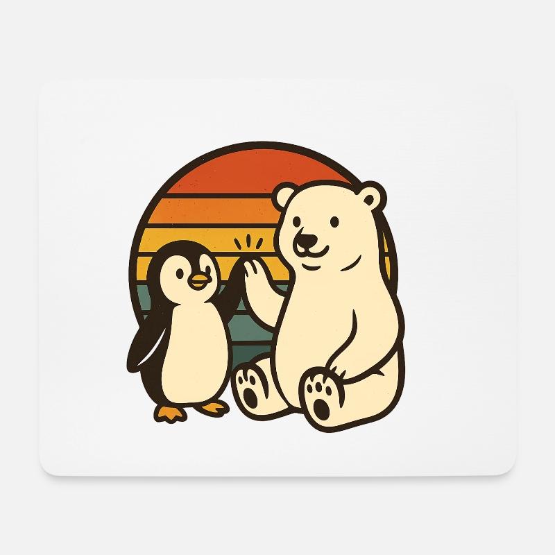 Eisbär und Pinguin - Mousepad (Querformat) - Weiß