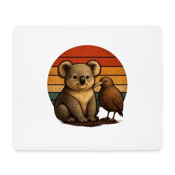 Koala Kiwi Retro Tierfreunde - Mousepad (Querformat) - Weiß - Vorne