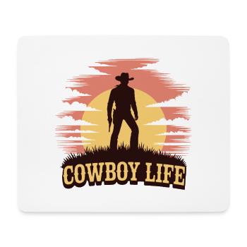 Cowboy-Leben Sonnenuntergangs-Silhouette - Mousepad (Querformat) - Weiß - Vorne