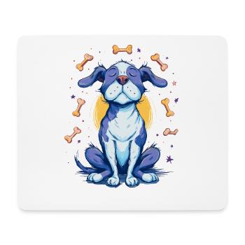 Cheerful blue dog with bones - Mouse Pad (horizontal) - white - Front