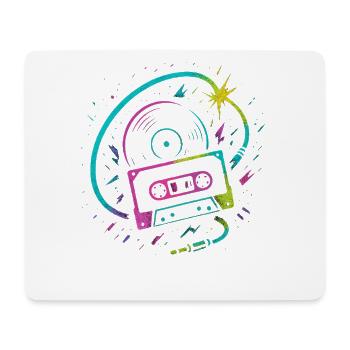 Retro Mixtape Vinyl, Neon Rave Beats - Mousepad (Querformat) - Weiß - Vorne