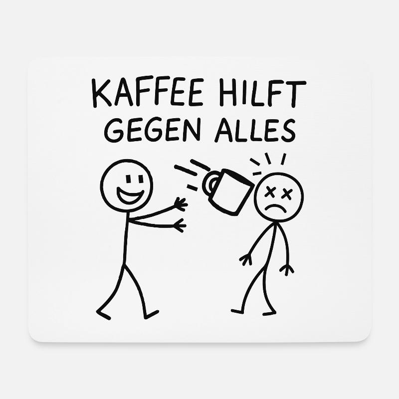 Kaffee hilft gegen alles Strichmännchen - Mousepad (Querformat) - Weiß