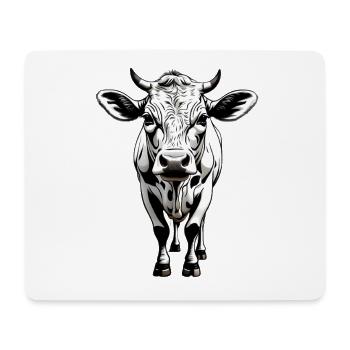 Monochrome Kuh Kopf Illustration - Mousepad (Querformat) - Weiß - Vorne