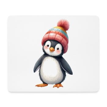 Pinguin mit bunter Wintermütze - Mousepad (Querformat) - Weiß - Vorne