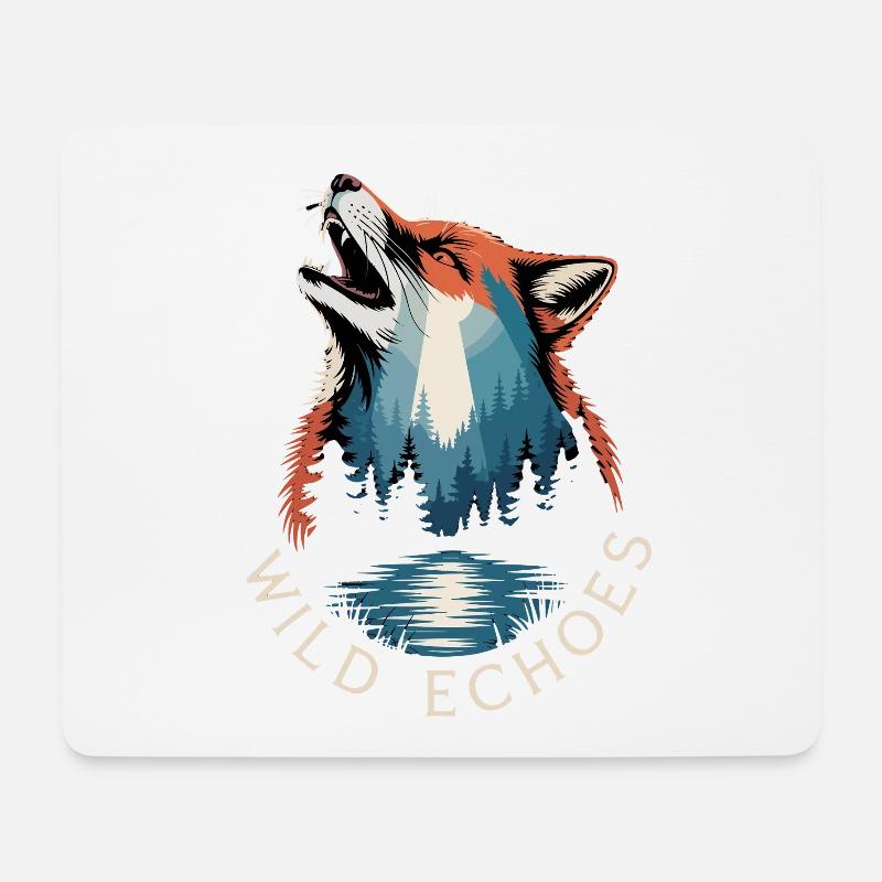 Wild Echoes Wald Fuchs Natur Landschaft - Mousepad (Querformat) - Weiß