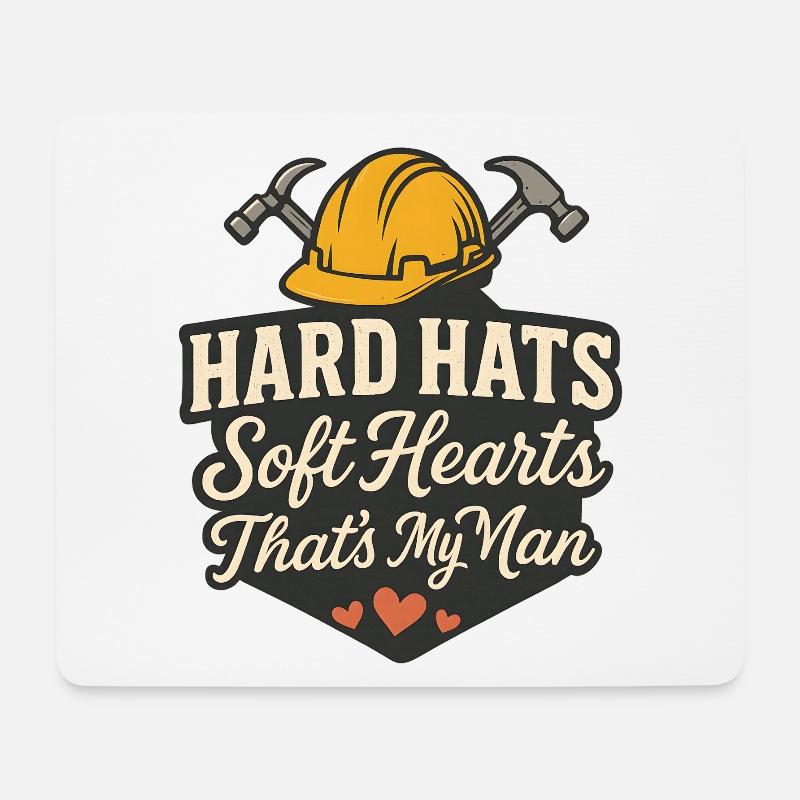 Harte Helme Weiche Herzen Mein Mann - Mousepad (Querformat) - Weiß