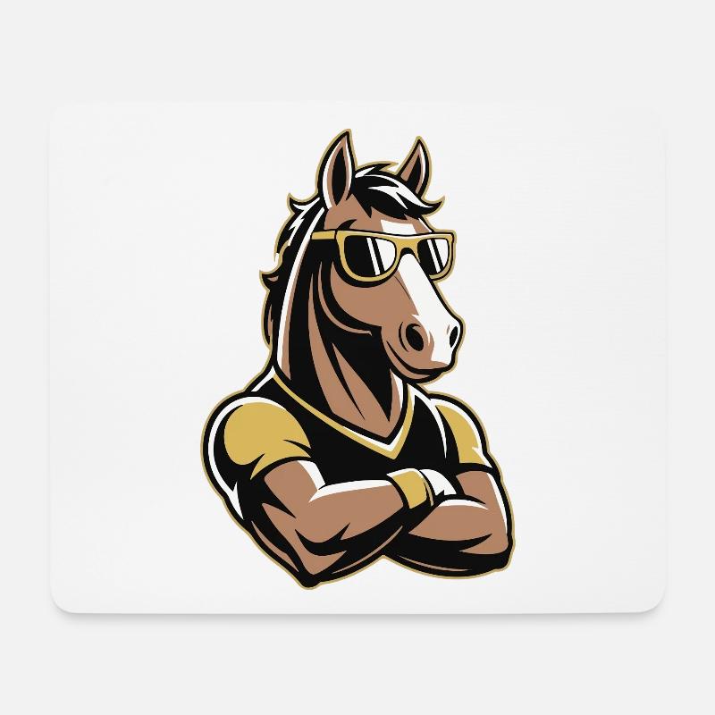 Horse mascot with sunglasses - Mouse Pad (horizontal) - white