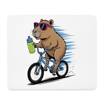 Beaver on bicycle with sunglasses - Mouse Pad (horizontal) - white - Front