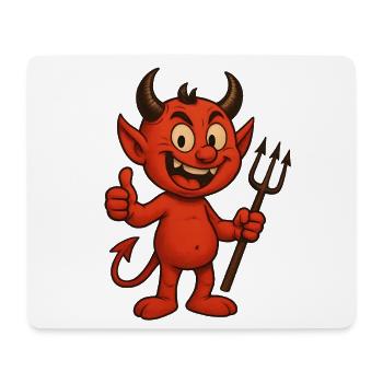 Diable de dessin animé joyeux – Design de diable drôle - Tapis de souris (format paysage) - blanc - Devant