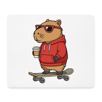 Capybara Lunettes de soleil Skateur rongeur Skateboard - Tapis de souris (format paysage) - blanc - Devant