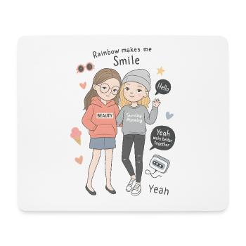 Stylish girlfriends illustration pastel look - Mouse Pad (horizontal) - white - Front