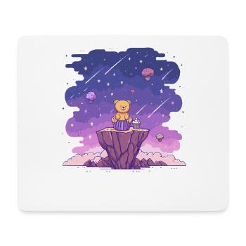 Kuschelbär am Sternenhimmel Kuchen - Mousepad (Querformat) - Weiß - Vorne