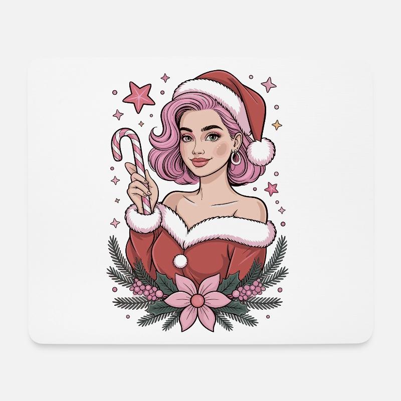 Mrs Claus Candy, Weihnachts Shirt, süß - Mousepad (Querformat) - Weiß
