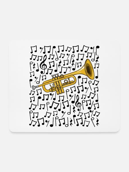 Trompete Musikanmerkungen Trompeter Blechbläser - Mousepad (Querformat) - Weiß