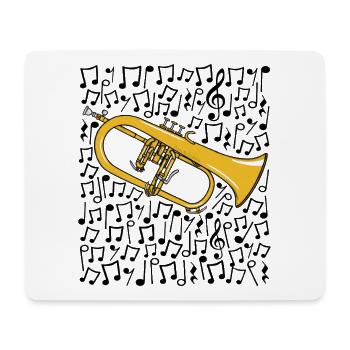 Notes musicales de bugle Corniste Musicien de cuivres - Tapis de souris (format paysage) - blanc - Devant