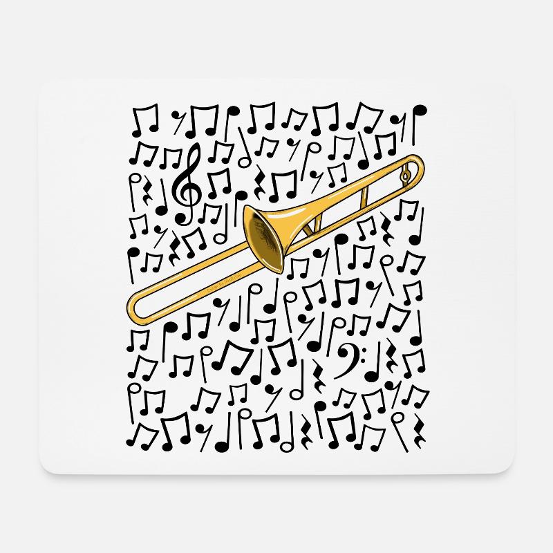 Posaune Musiknoten Posaunist Blechbläser - Mousepad (Querformat) - Weiß