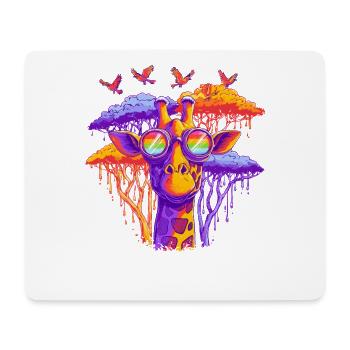 Fantasie Giraffe mit Regenbogenbrille - Mousepad (Querformat) - Weiß - Vorne