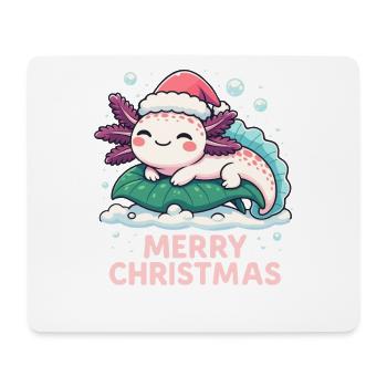 Mignon Axolotl Joyeux Noël - Tapis de souris (format paysage) - blanc - Devant
