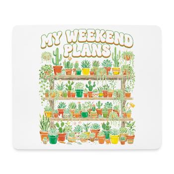 Lustiges Wochenende mit Sukkulenten-Kaktus - Mousepad (Querformat) - Weiß - Vorne