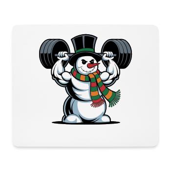 Strong Snowman Weightlifting Fitness Winter - Mouse Pad (horizontal) - white - Front