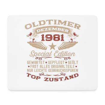 44th Birthday Gift Vintage Car December 1981 - Mouse Pad (horizontal) - white - Front