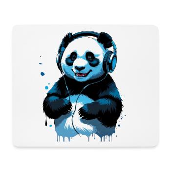 Blauer Panda am Musik hören - Mousepad (Querformat) - Weiß - Vorne