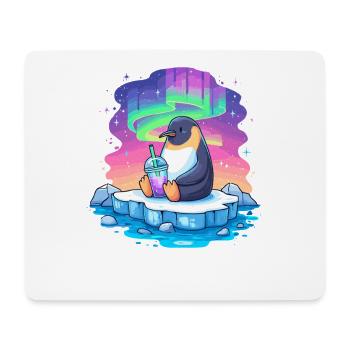 Pinguin am Polarlicht Drink - Mousepad (Querformat) - Weiß - Vorne