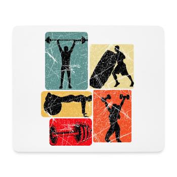 Power Blocks : silhouettes fitness - Tapis de souris (format paysage) - blanc - Devant