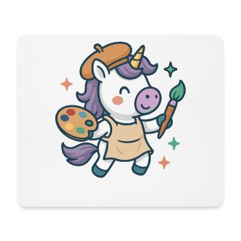 Kreatives Einhorn Maler, Kunst und Farben - Mousepad (Querformat) - Weiß - Vorne