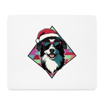 Santas Hund mit Sonnenbrille - Mousepad (Querformat) - Weiß - Vorne