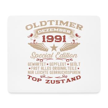 34th Birthday Gift Vintage Car December 1991 - Mouse Pad (horizontal) - white - Front