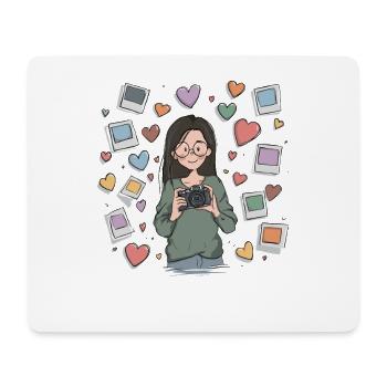 Heart photographer with pictures - Mouse Pad (horizontal) - white - Front