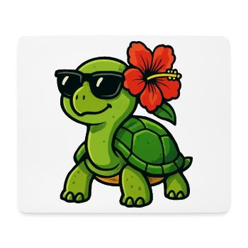 Tortue solaire avec hibiscus - Tapis de souris (format paysage) - blanc - Devant