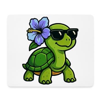Turtle with Hibiscus Flower - Mouse Pad (horizontal) - white - Front