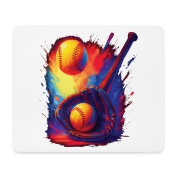 Baseball Vintage Color Splash Design Sport - Tapis de souris (format paysage) - blanc - Devant