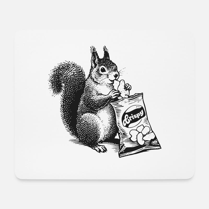 Squirrel with chips - Mouse Pad (horizontal) - white