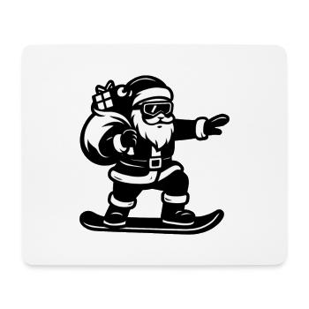 Le Père Noël en snowboard avec des cadeaux - Tapis de souris (format paysage) - blanc - Devant