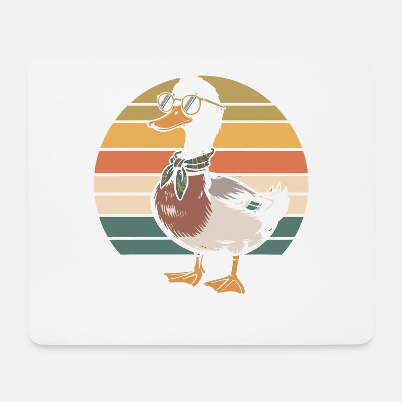 Retro-Ente am Sonnenband - Mousepad (Querformat) - Weiß