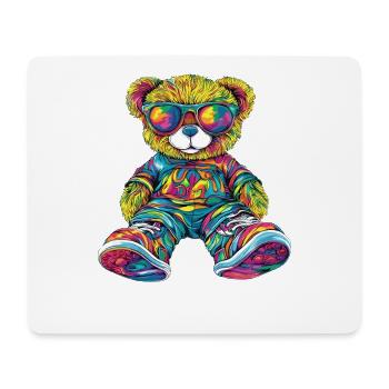 Colorful bear teddy bear with sunglasses - Mouse Pad (horizontal) - white - Front