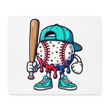 Mascotte de baseball fondante avec une batte - Tapis de souris (format paysage) - blanc - Devant