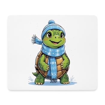 Tortue Écharpe d’hiver - Tapis de souris (format paysage) - blanc - Devant
