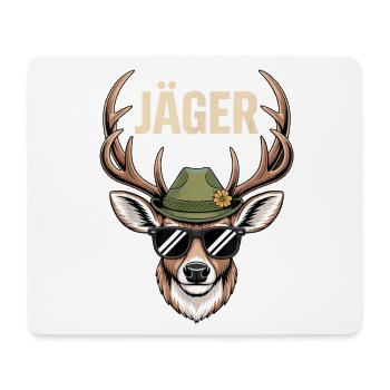 Cerf chasseur avec lunettes de soleil chapeau - Tapis de souris (format paysage) - blanc - Devant