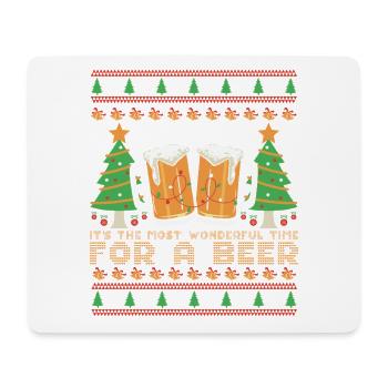 Ugly Sweater Best Time for Beer Christmas - Mouse Pad (horizontal) - white - Front