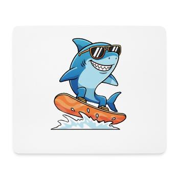 Surferhai Mit Sonnenbrille Sommerurlaub - Mousepad (Querformat) - Weiß - Vorne