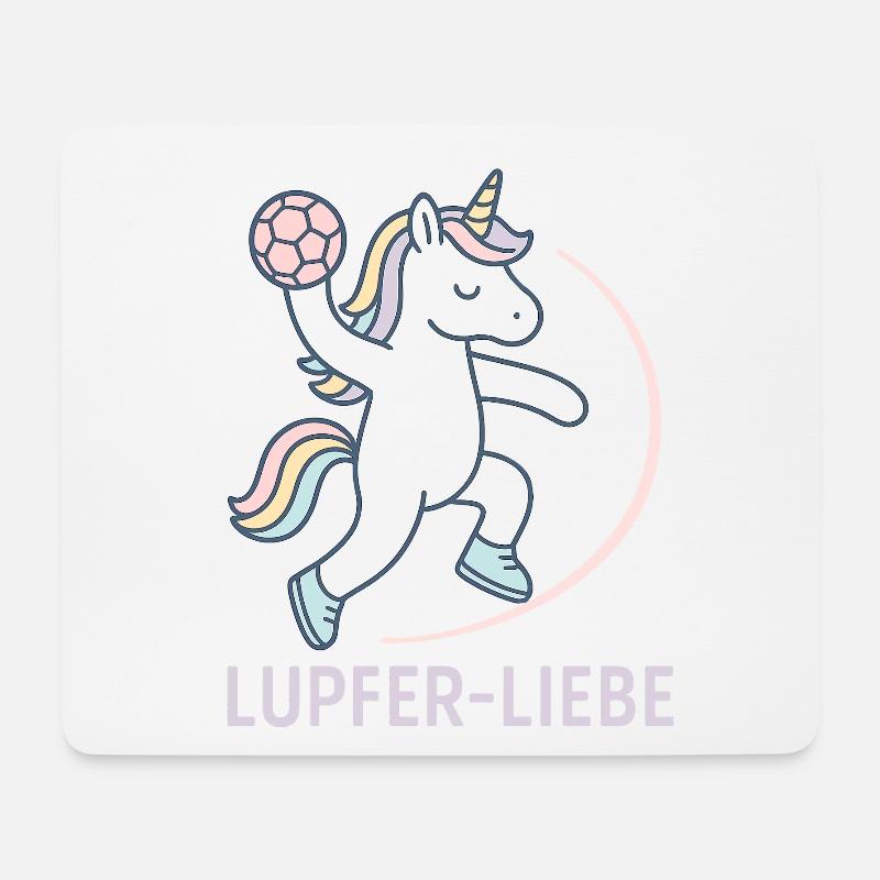 Einhorn Handball Lupferliebe, zarter Wurf - Mousepad (Querformat) - Weiß