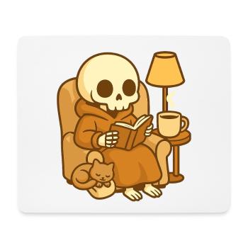 Lesendes Skelett – Cozy Reading - Mousepad (Querformat) - Weiß - Vorne