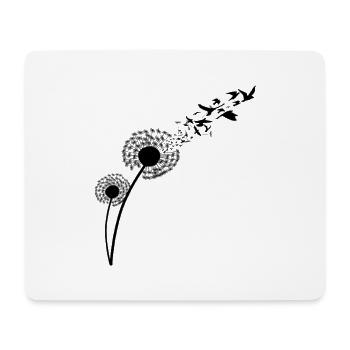 Dandelion Blowing Birds Silhouette Minimalist Free - Mouse Pad (horizontal) - white - Front